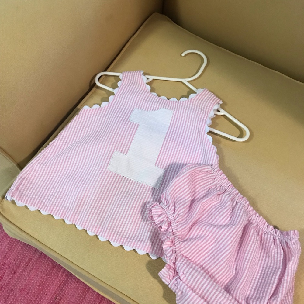 Mud Pie First Birthday Bloomer Set EUC 12-18